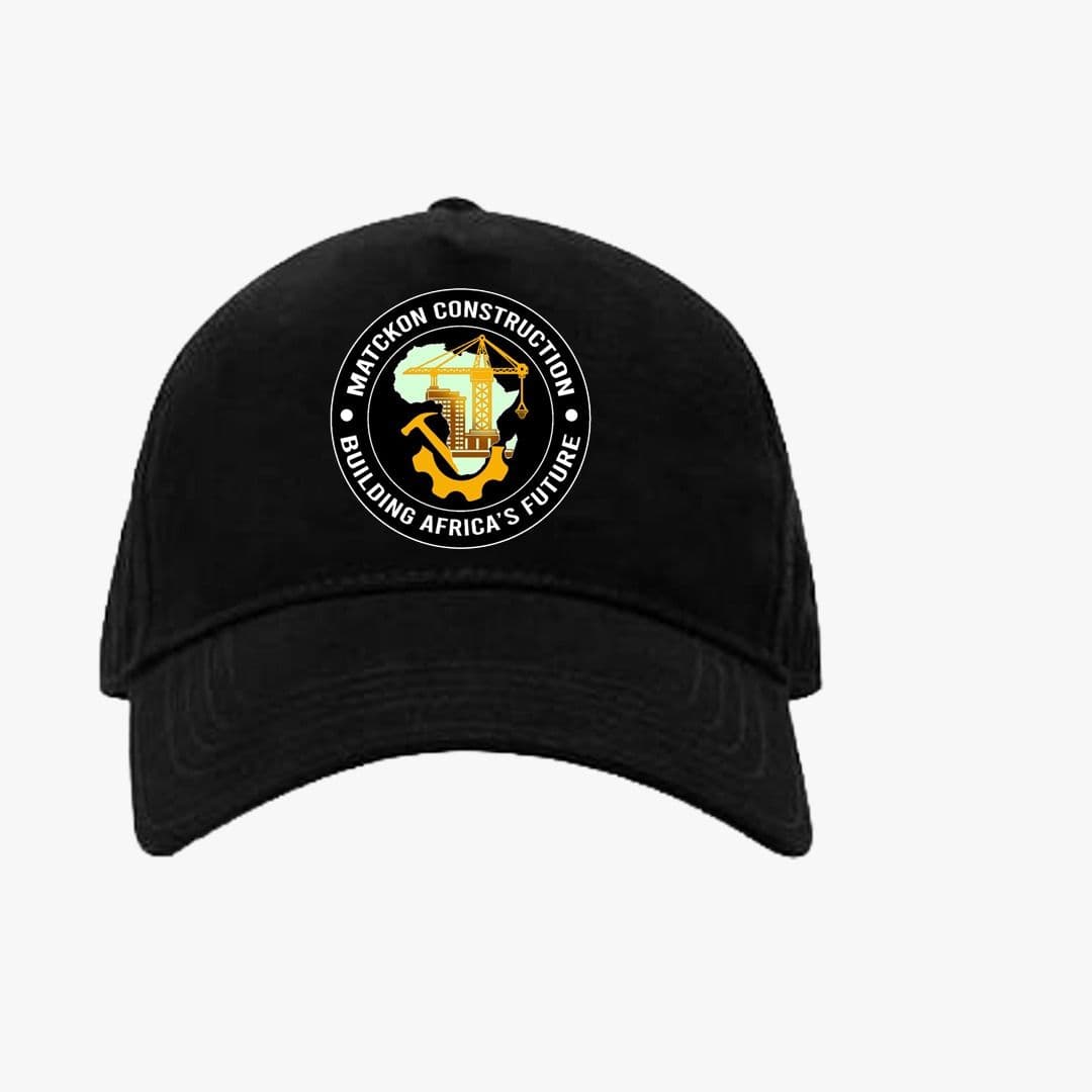 Black MATCKON baseball cap with the circular MATCKON Construction badge embroidered on the front panel